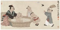 徐乐乐 2004年作 夏日戏蝶图 镜心